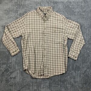 David Taylor Plaid Flannel Shirt Men's L Brown Long Sleeve Collared Button Up